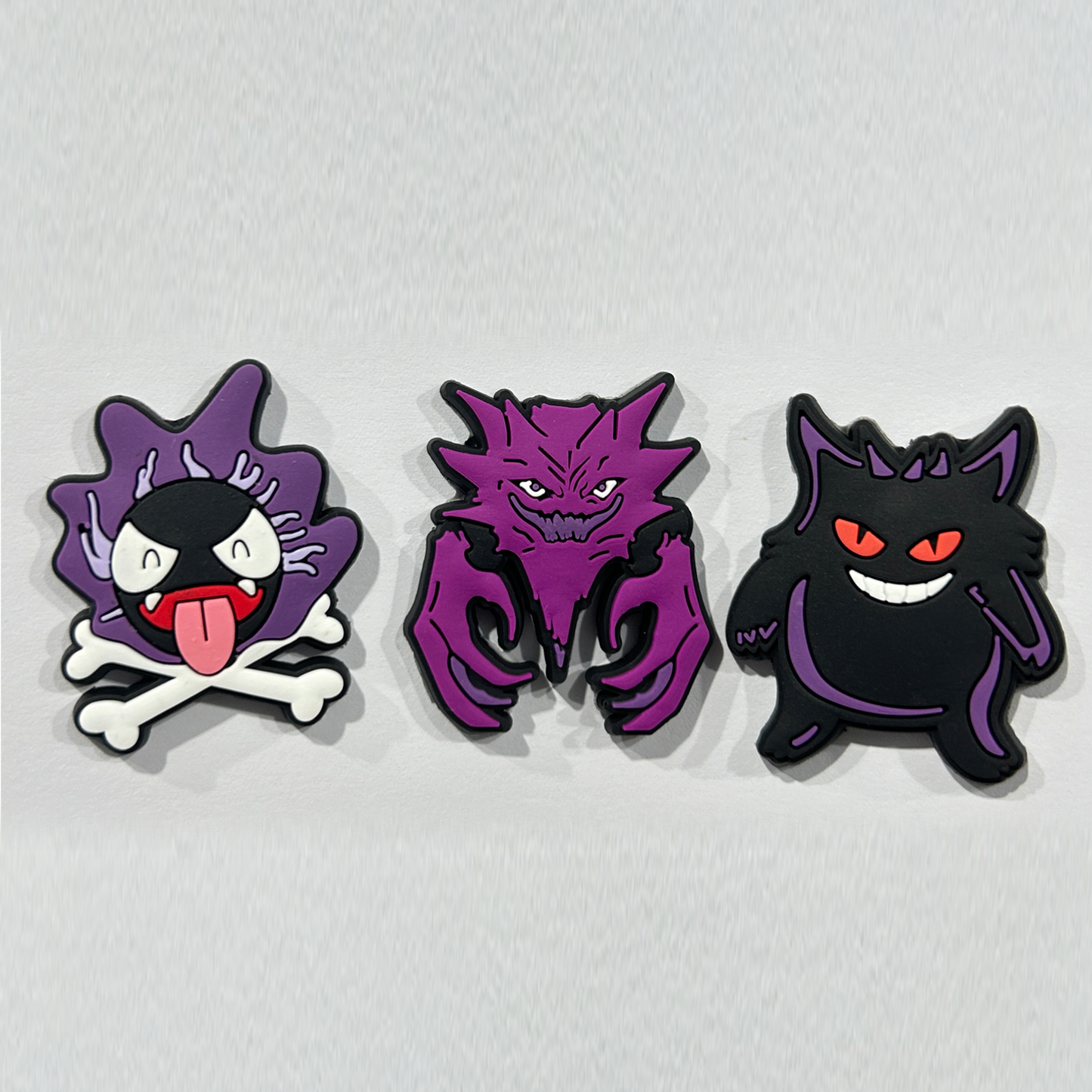 Ghost Gang Croc Charms – 3-Pack (Gastly, Haunter, Gengar Inspired)
